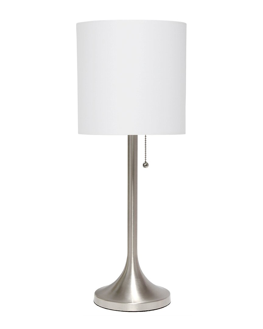 Lalia Home Brushed Nickel Tapered Table Lamp With White Fabric Drum Shade