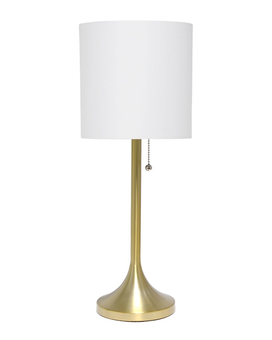 Lalia Home Gold Tapered Table Lamp With White Fabric Drum Shade