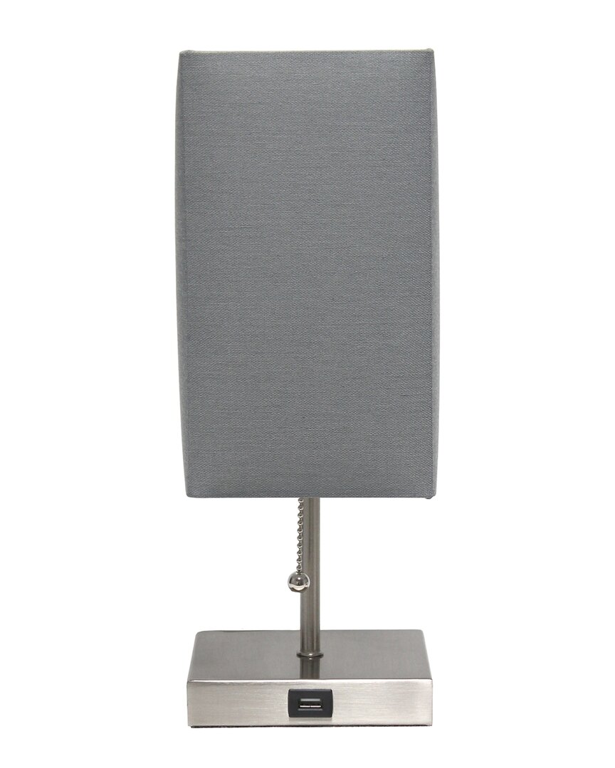 Lalia Home Petite Stick Lamp With Usb Charging Port In Gray