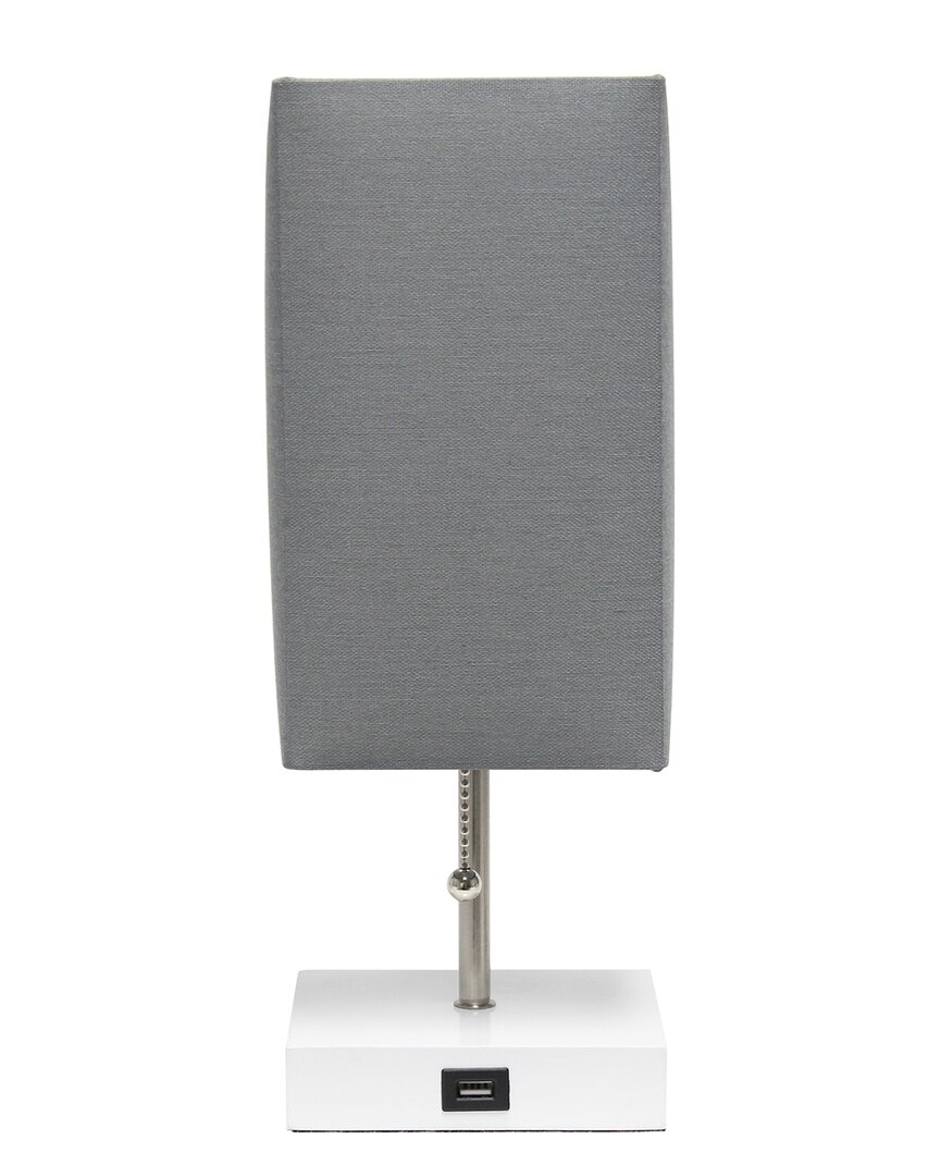 Lalia Home Petite White Stick Lamp With Usb Charging Port In Gray