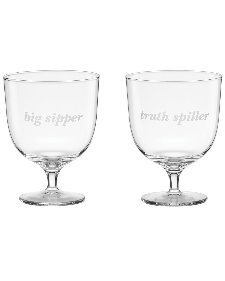 Kate Spade New York Set Of 2 Truth Spiller & Big Sipper Short Wine Glasses