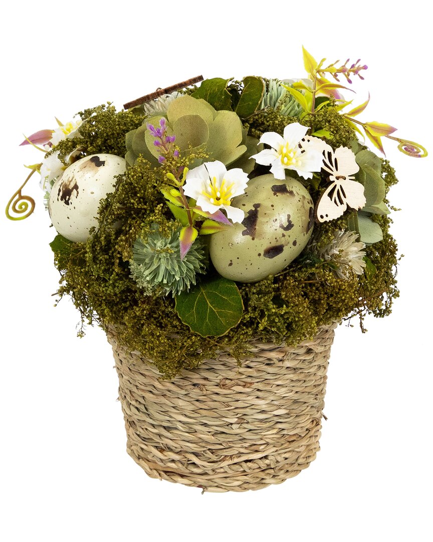 Northlight Mixed Floral & Easter Egg Artificial Arrangement In Green