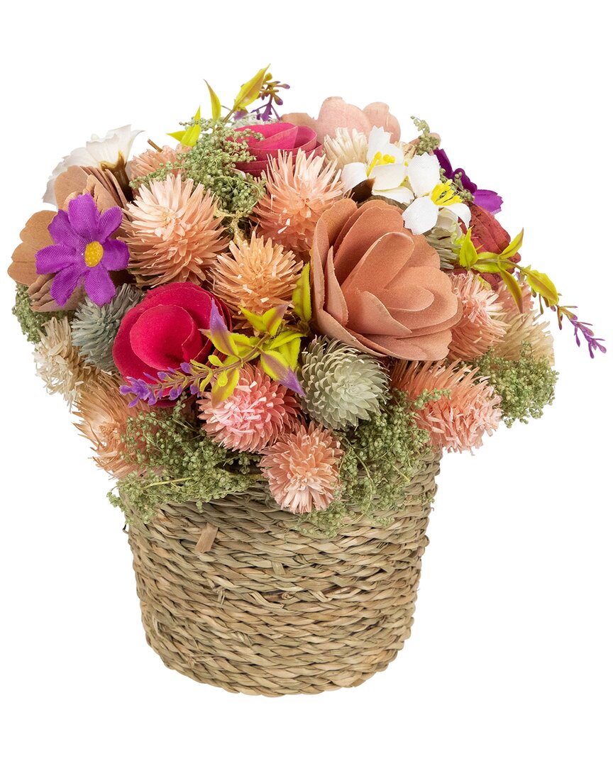 Northlight Mixed Floral Artificial Spring Arrangement With Pot In Multicolor