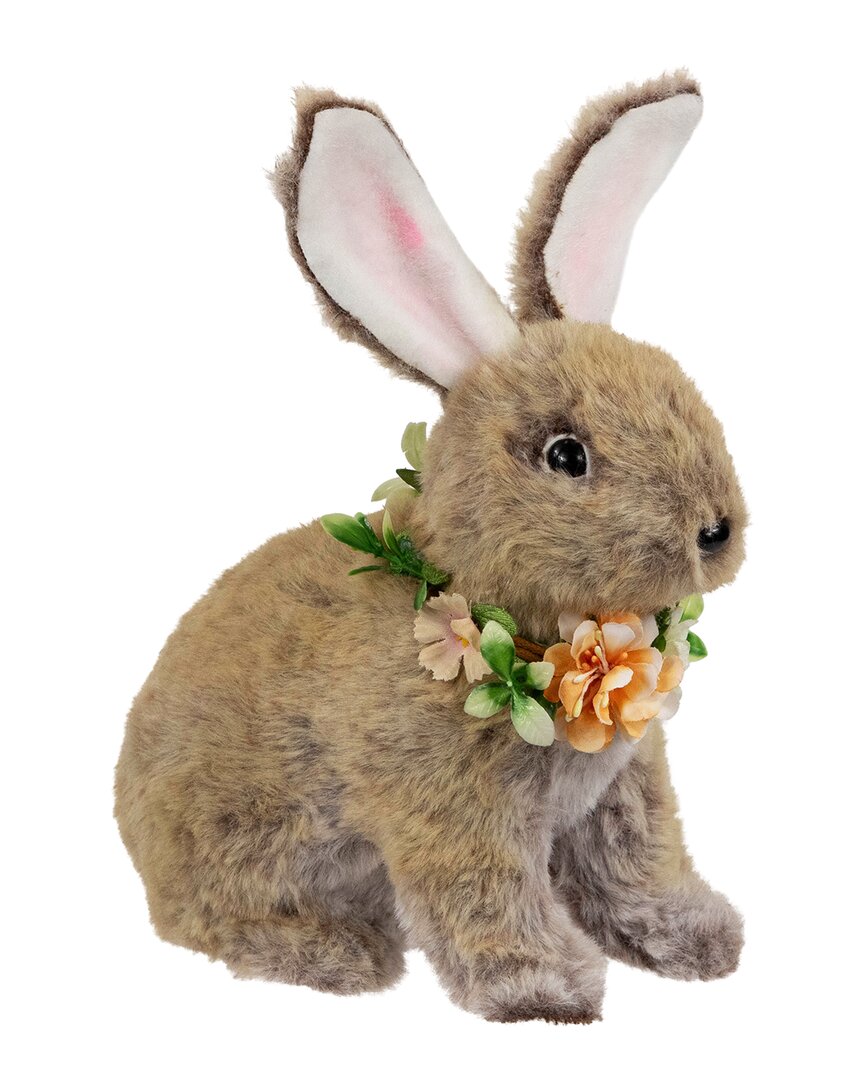 NORTHLIGHT NORTHLIGHT PLUSH RABBIT WITH FLOWER WREATH FIGURINE