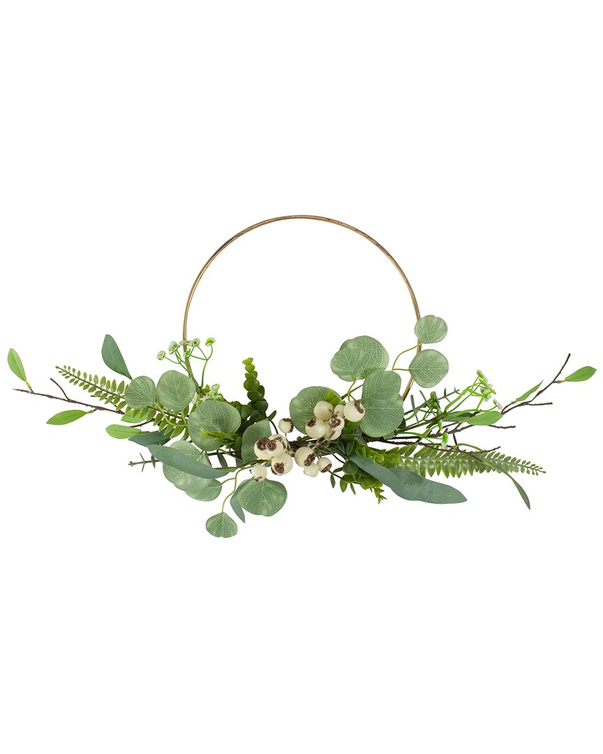 Northlight Eucalyptus Leaf & Fern Ring Wreath In Green