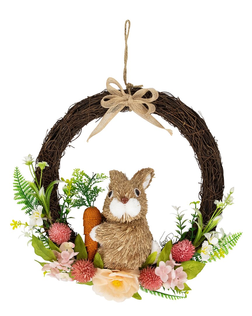 NORTHLIGHT NORTHLIGHT FLORAL GRAPEVINE SPRING WREATH WITH RABBIT