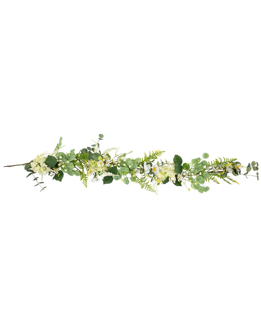 Northlight 5ft Hydrangea & Eucalyptus Artificial Floral Garland In Green