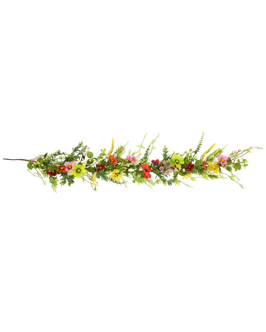 Northlight 5ft Poppy & Eucalyptus Spring Garland In Green