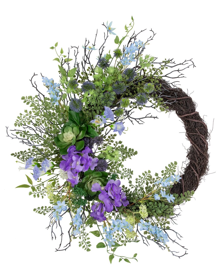 NORTHLIGHT NORTHLIGHT MIXED WILD FLOWERS & TWIG ARTIFICIAL WREATH