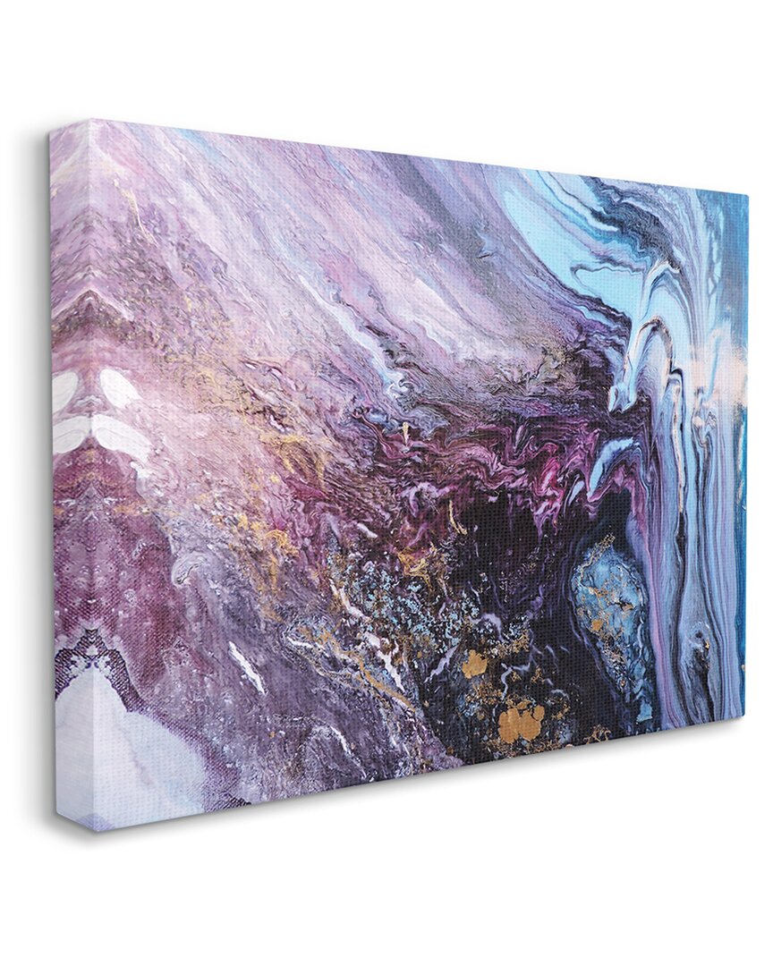 Stupell Industries Abstract Liquid Purple Blue Texture Painting In Blue