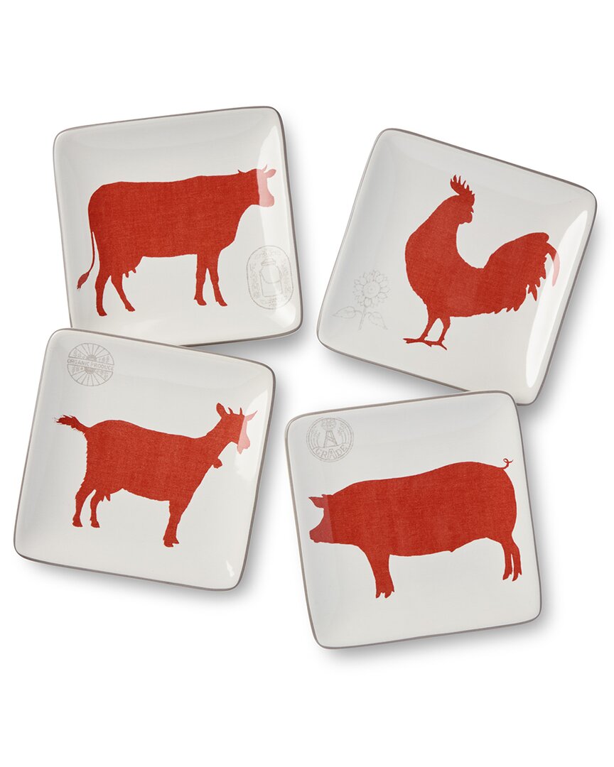 CERTIFIED INTERNATIONAL CERTIFIED INTERNATIONAL VINTAGE FARM SET OF 4 CANAPE PLATES