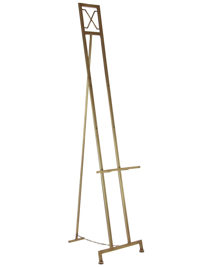 Peyton Lane Geometric Gold Metal Tall Adjustable Display Stand 3-tier Easel  With Chain Support In Gold