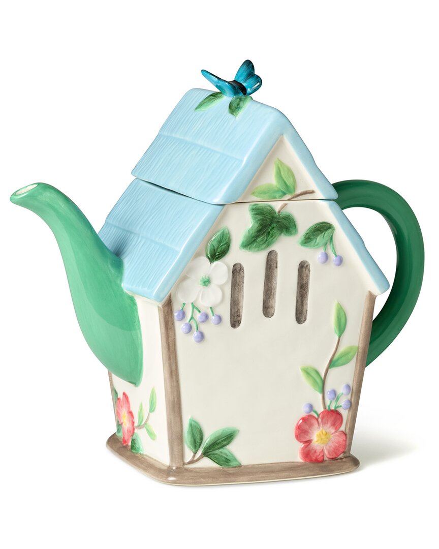 Certified International Flora 3-d Birdhouse Teapot