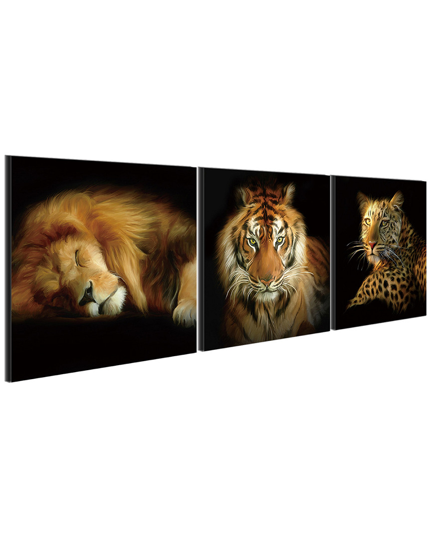 Chic Home Design Wild Safari 3pc Set Wrapped Canvas Wall Art