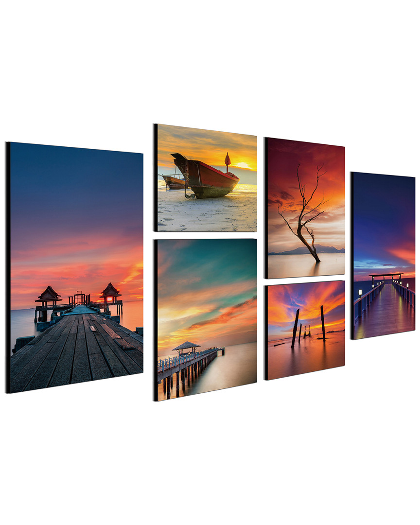 Chic Home Design Ocean View 6pc Set Wrapped Canvas Wall Art