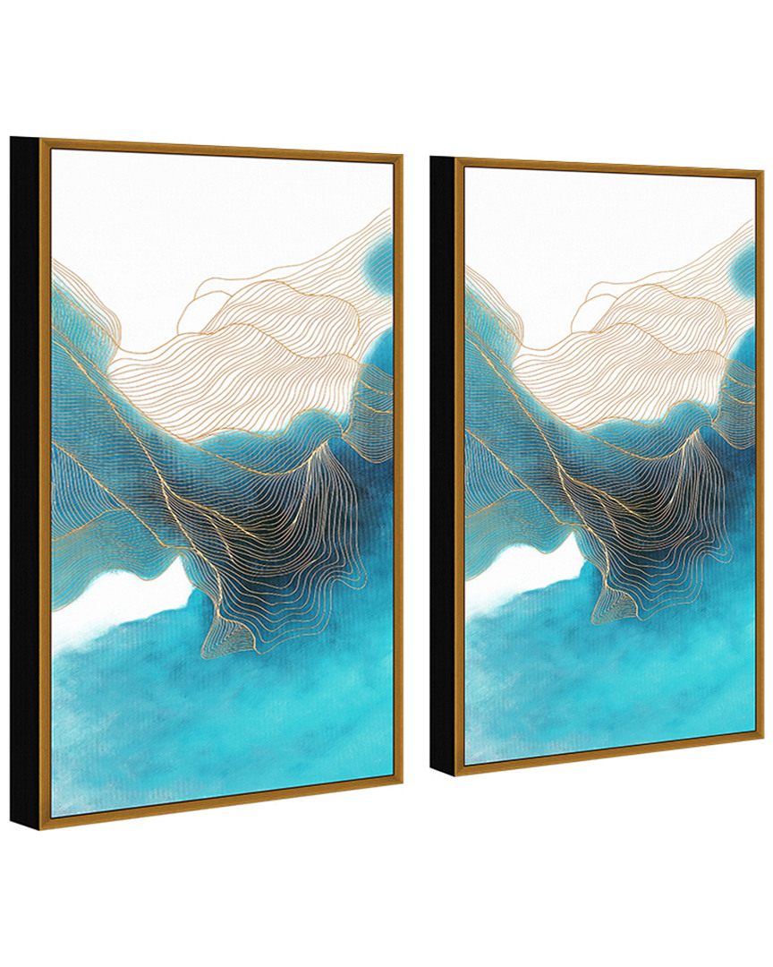 Chic Home 2pc Ocean Waves Framed Wrapped Canvas Wall Art