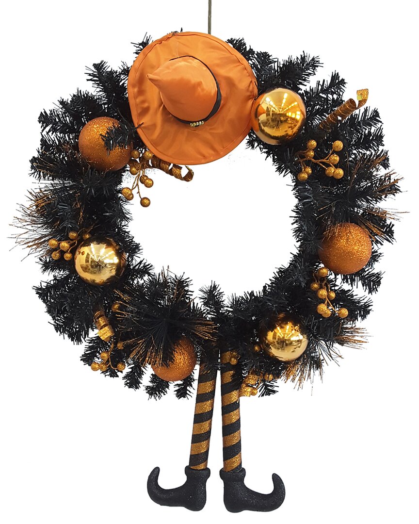 Kurt Adler 33in Unlit Halloween Wreath In Black