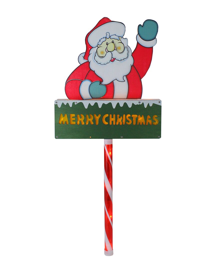 Northlight Lighted Santa Claus Merry Christmas Lawn Stake In Red
