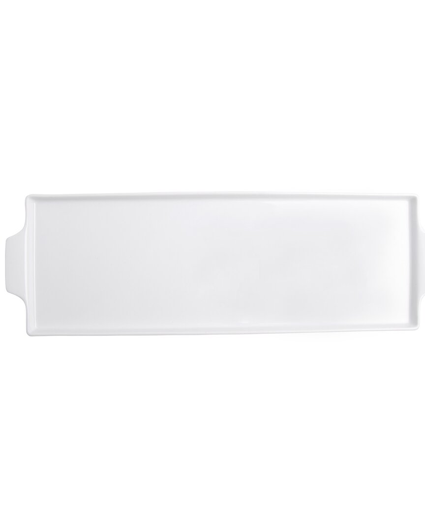 Home Essentials Set Of 2 17in Rectangle Platter With Handle In White
