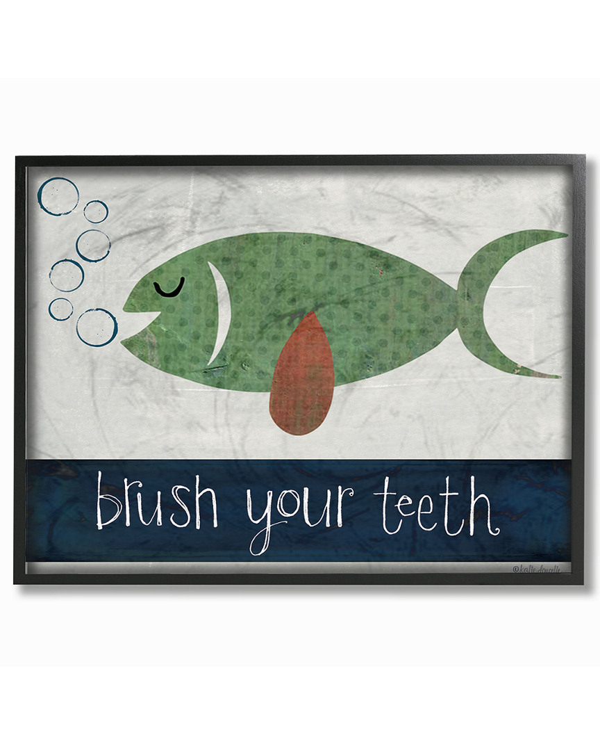Stupell Brush Your Teeth Fish By Katie Doucette Framed Art