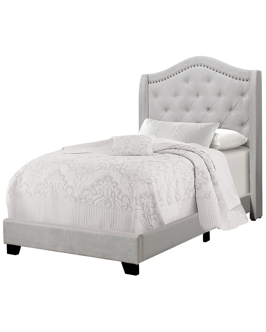 Monarch Specialties Velvet Bed In Grey