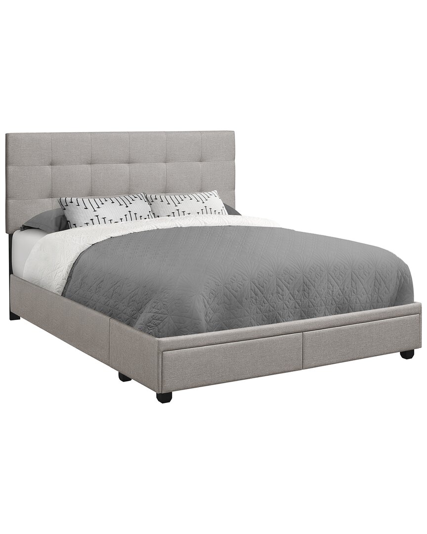 Monarch Specialties Storage Platform Bed In Grey