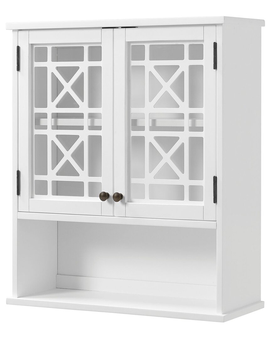 Alaterre Derby 27in Wall Mounted Bath Storage Cabinet With Glass Cabinet Doors And Shelf
