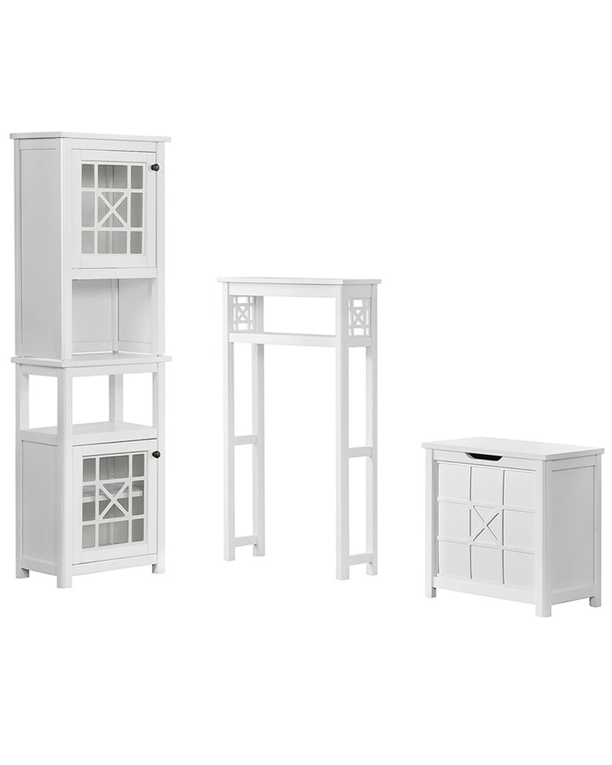 Alaterre Derby 4pc Bathroom Set With Shelving, Hamper, Cabinet And Hutch
