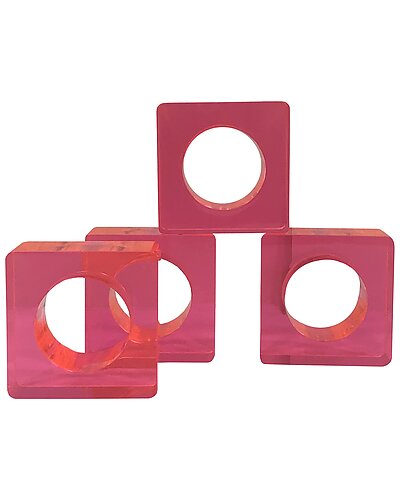 R16_(Set Of 4)Pink Sq Napkin Ring