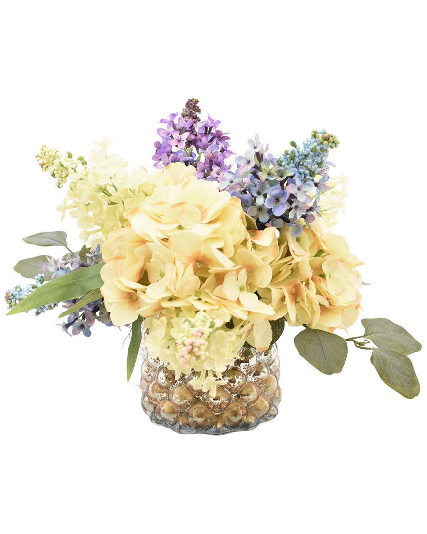Creative Displays Cream Hydrangea, Purple, Blue & White Lilac Floral Arrangement In Multicolor