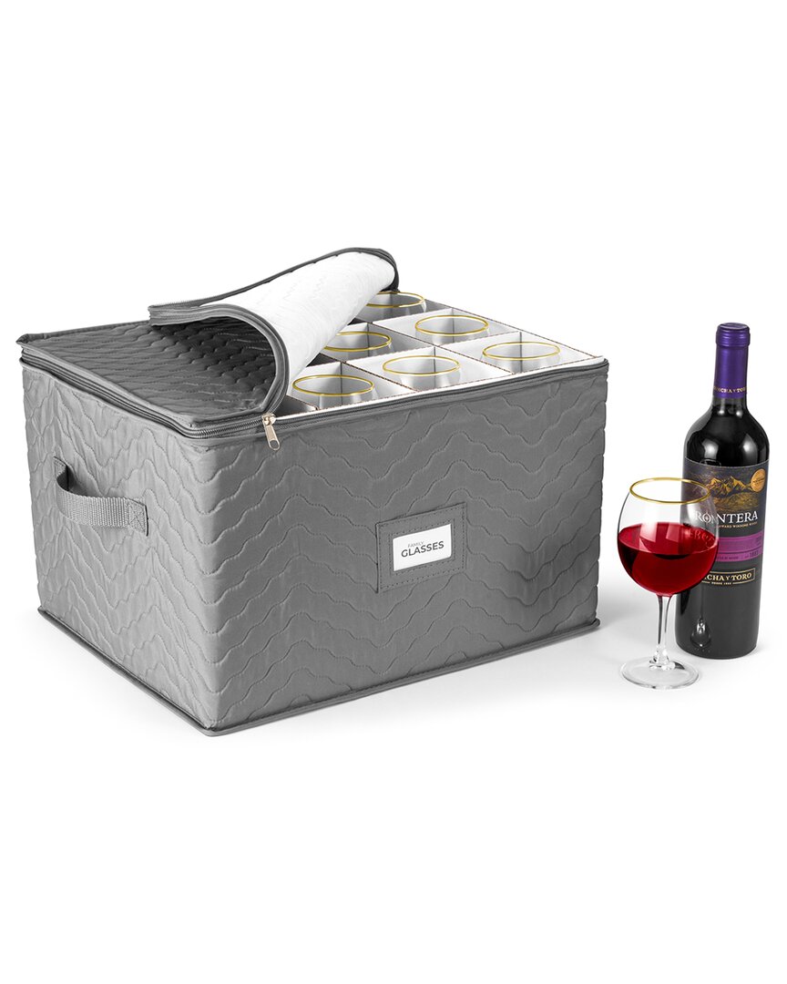 Sorbus Stemware Storage Cases -quilted Wine Glass In Gray