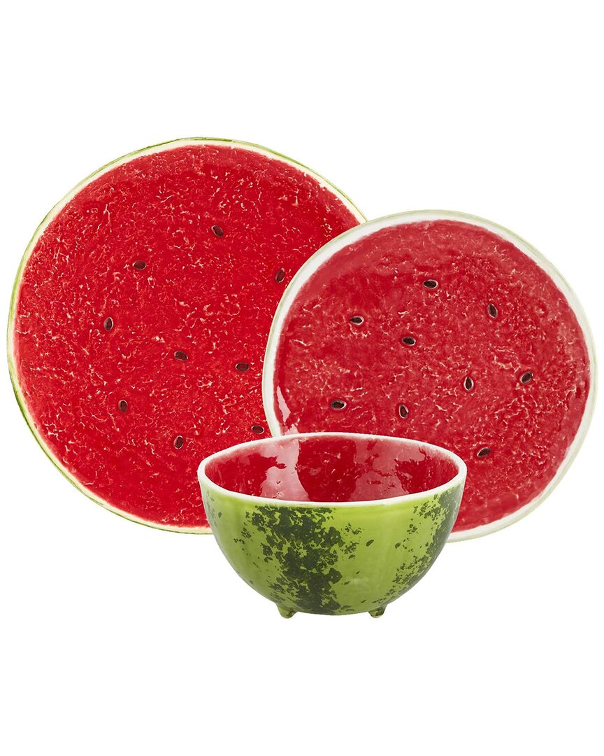 Bordallo Pinhiero Watermelon 3pc Serving Set In Red
