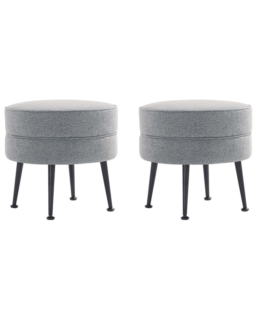 Manhattan Comfort Bailey Mid-century Modern Woven Polyester Blend Upholstered  Ottoman In Grey