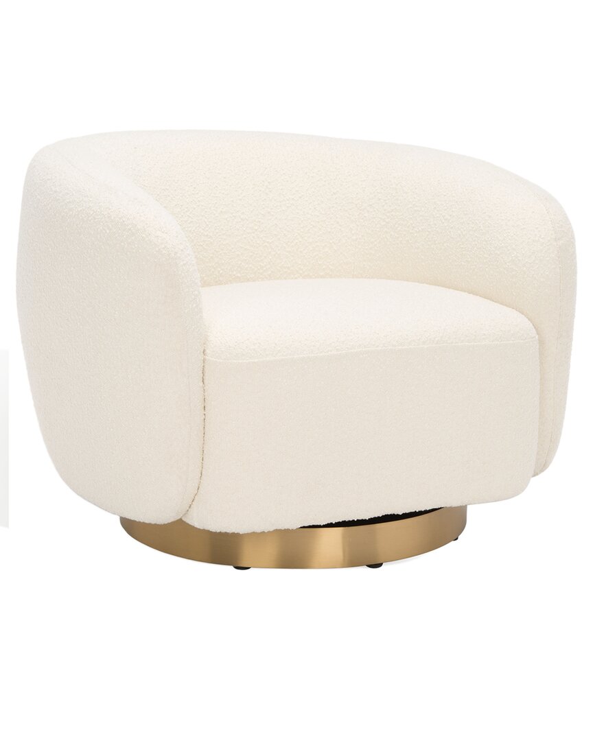 Safavieh Couture Bernard Boucle Swivel Accent Chair In Ivory