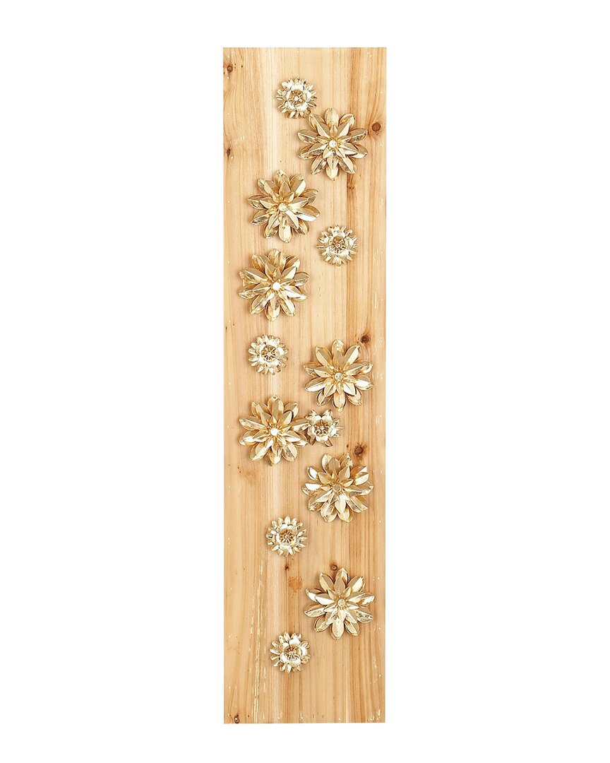 Peyton Lane Petaled Flowers Rectangular Wall Decor In Gold