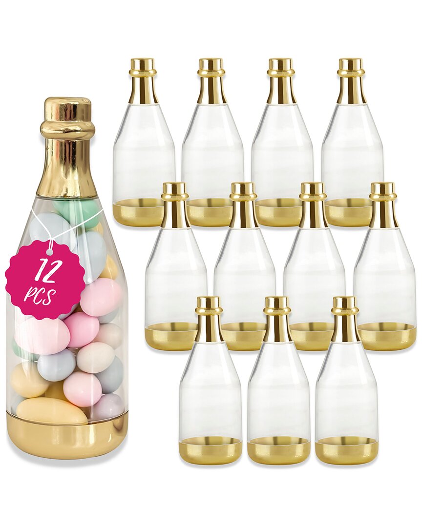 Kate Aspen Set Of 12 Champagne Bottle Favor Containers In Gold