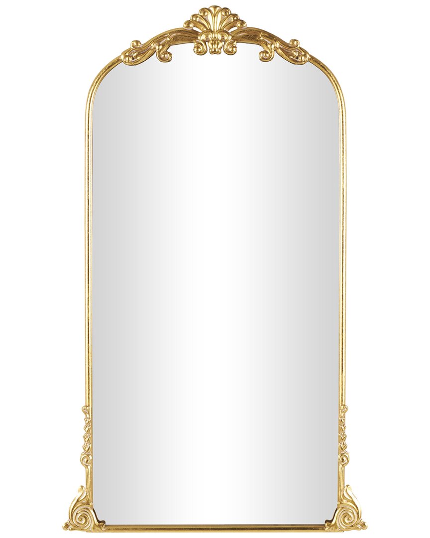 Peyton Lane Gold Metal Tall Ornate Arched Baroque Floor Mirror In Gold