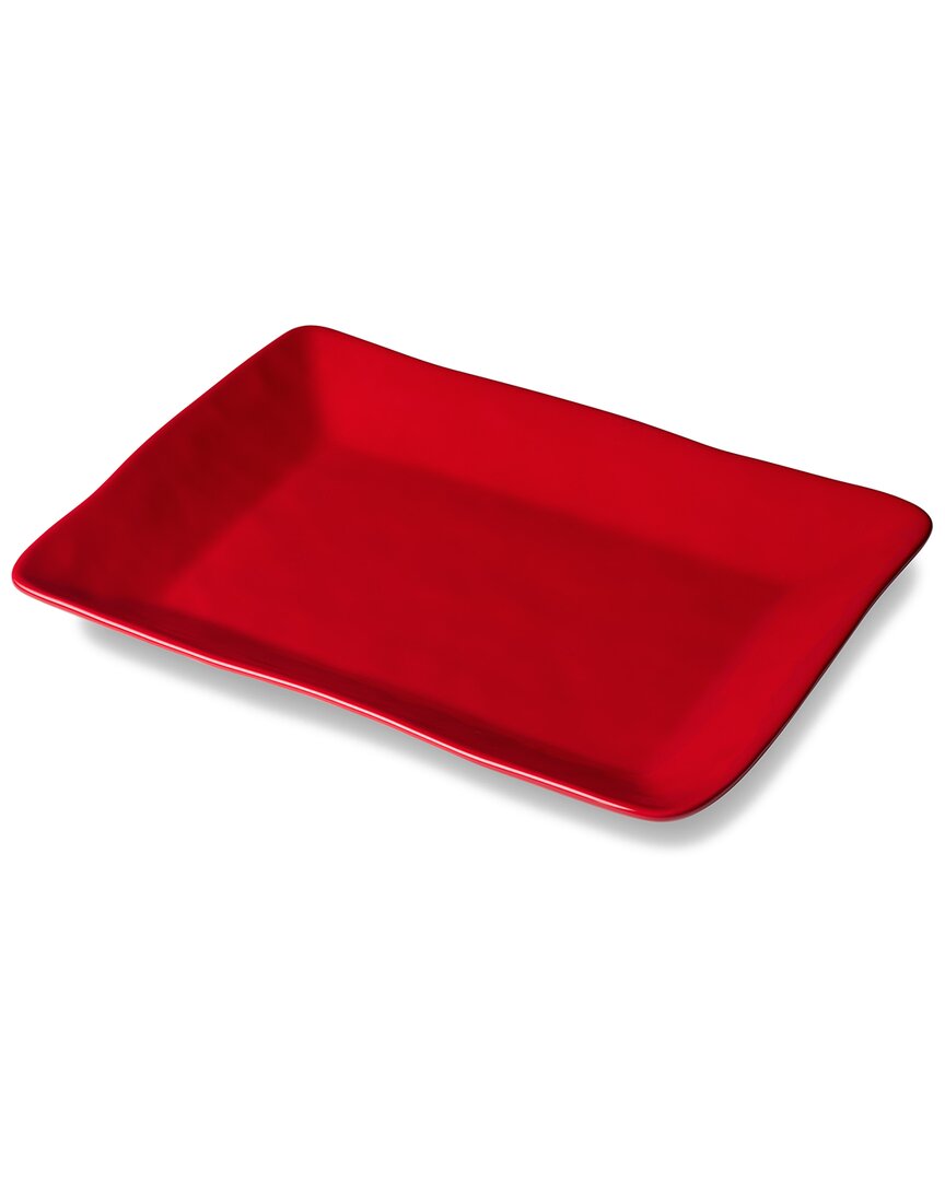 Certified International Berry Red Christmas Rectangular Platter In Red