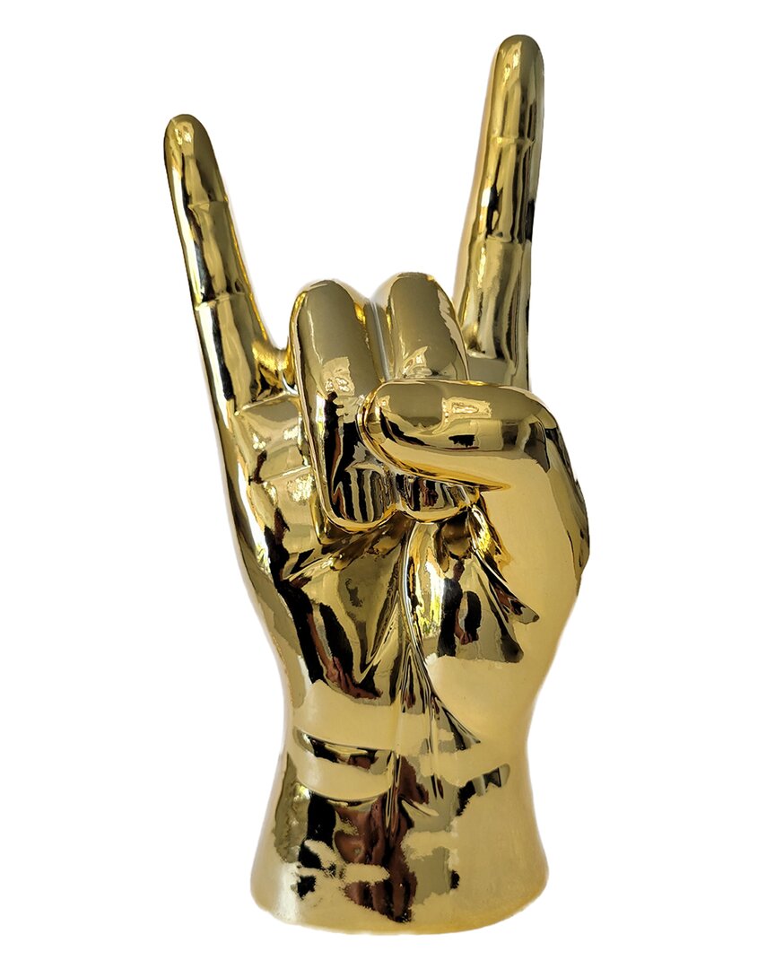 Interior Illusions Plus Gold Rock On Hand Tabletop Decor In Gold