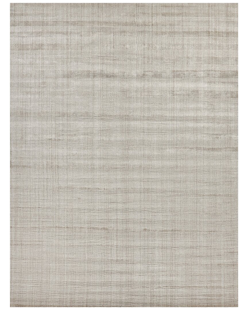 Exquisite Rugs Robin Stripe Hand-loomed New Zealand Wool & Bamboo Silk Area Rug In Khaki