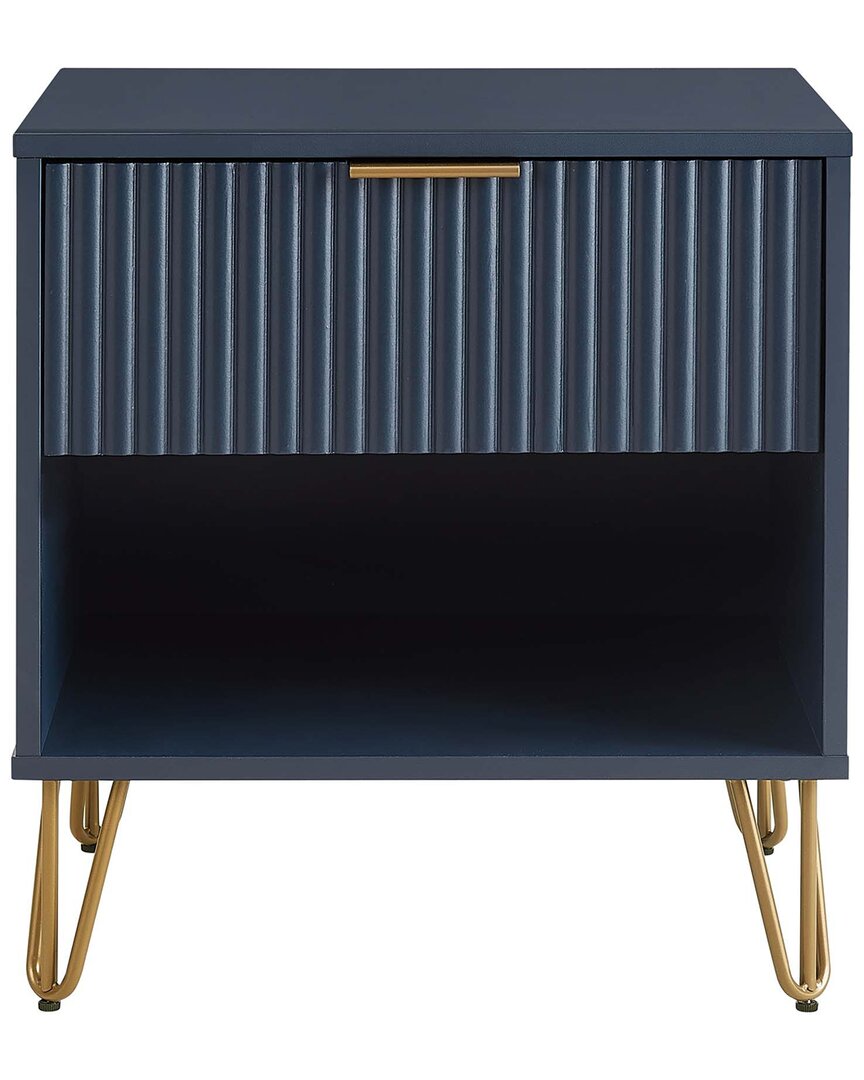 Manhattan Comfort Dumbo 1-drawer Modern Nightstand In Blue