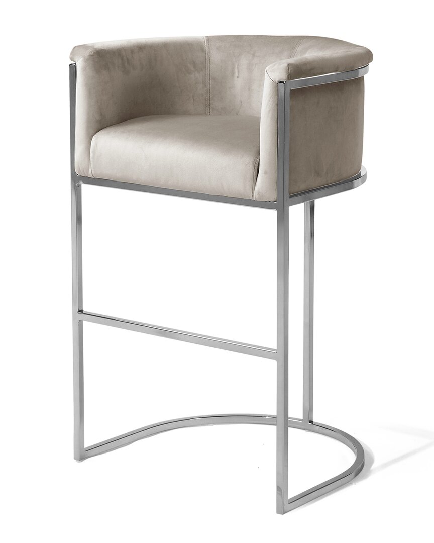 Chic Home Finley Bar Stool With Chrome Legs In Taupe