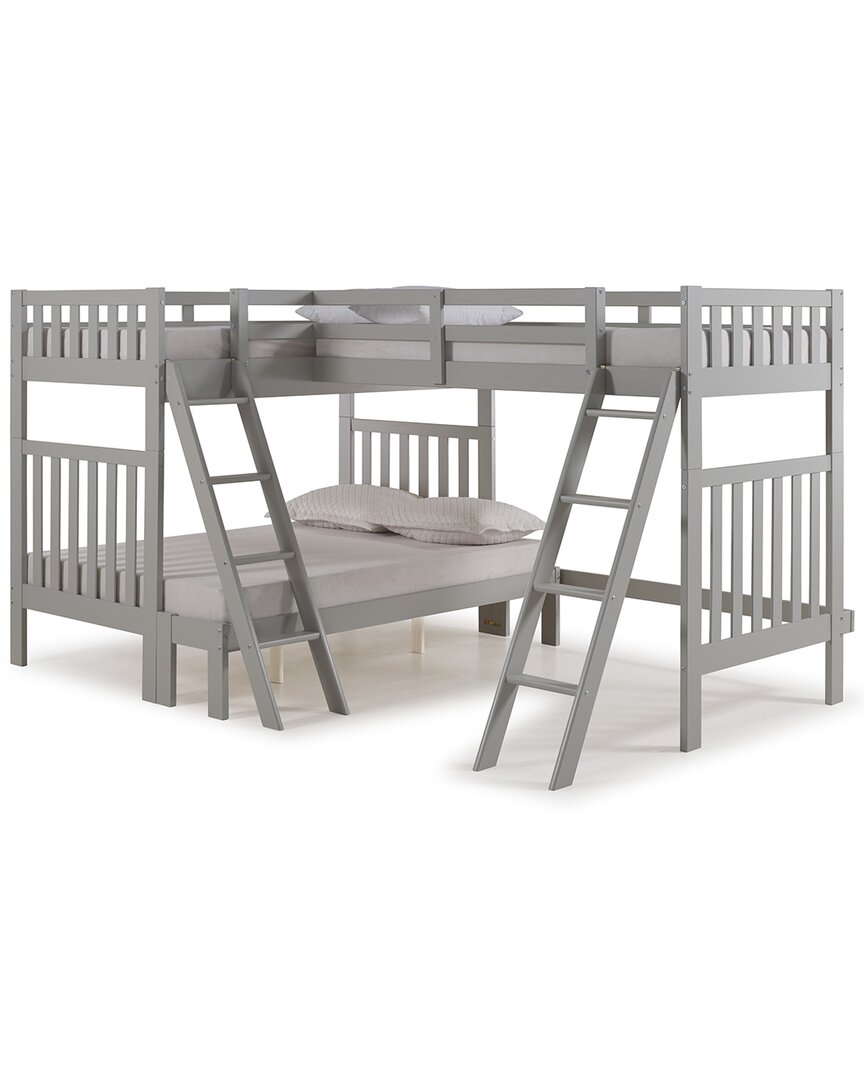 Alaterre Aurora Twin Over Full Wood Bunk Bed With Tri-bunk Extension