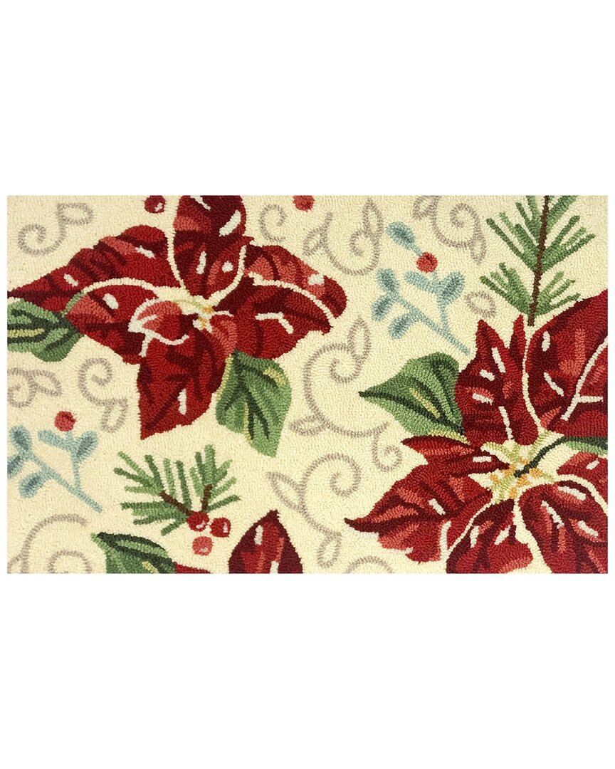 The Rug Market Poinsettia Slice 24x36in Doormat In White
