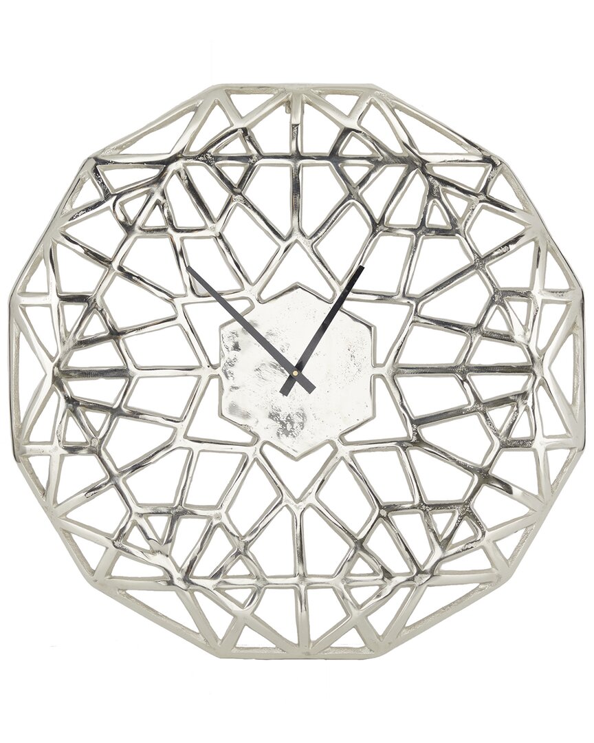 Peyton Lane Geometric Aluminum Wall Clock With Cut Out Design In Silver