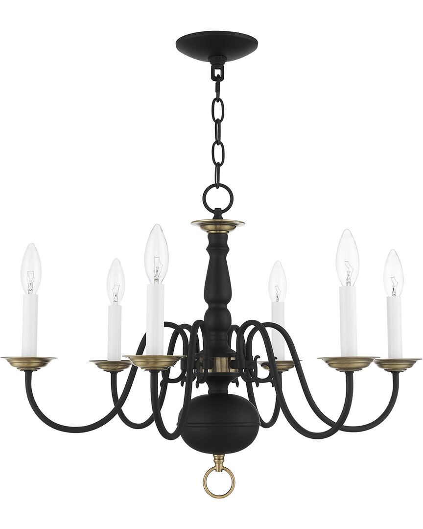 Livex Lighting 6-light Black With Antique Brass Accents Chandelier