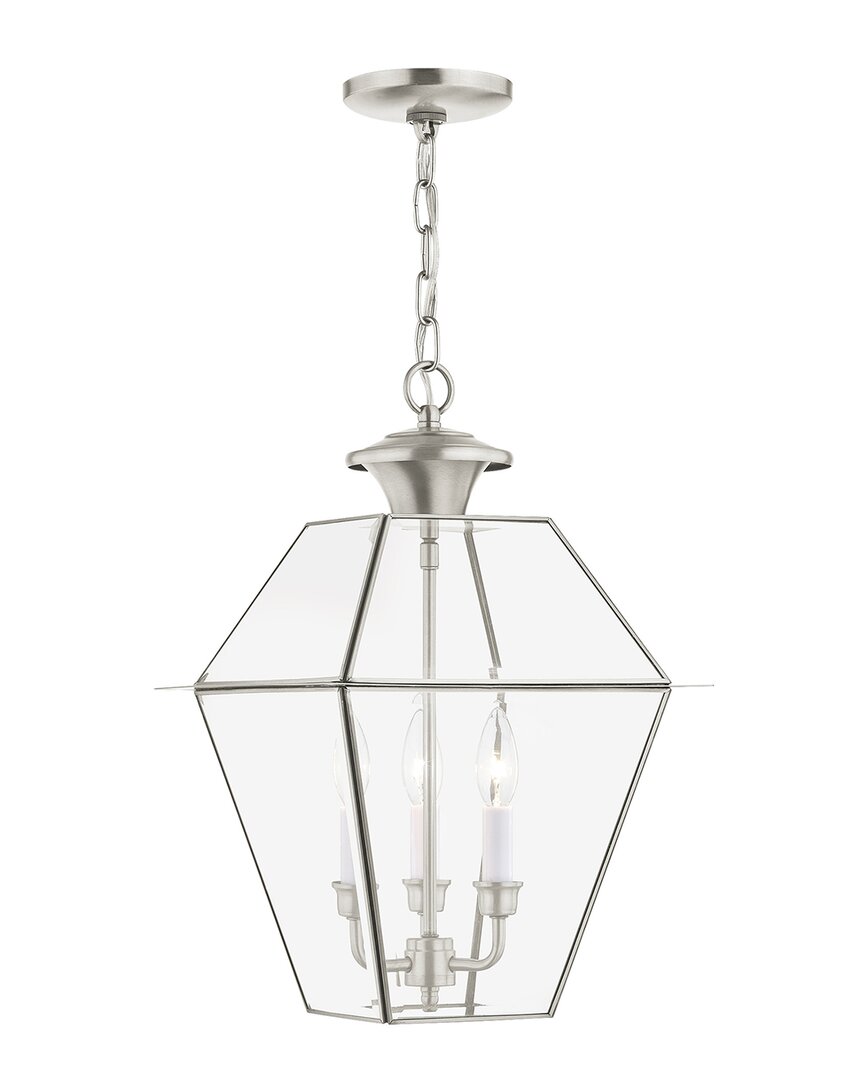 Livex Lighting 3-light Brushed Nickel Outdoor Pendant Lantern