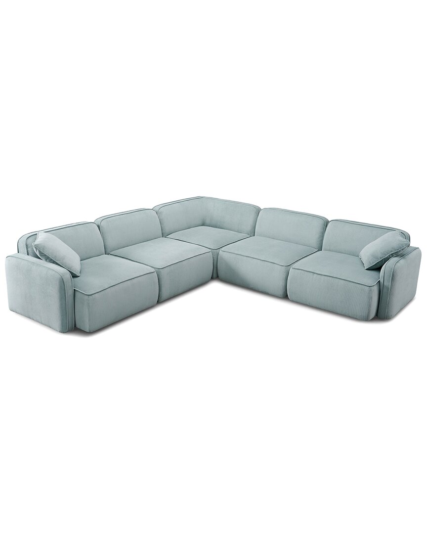 Tov Furniture Travie Performance Corduroy Velvet Modular L-sectional In Blue