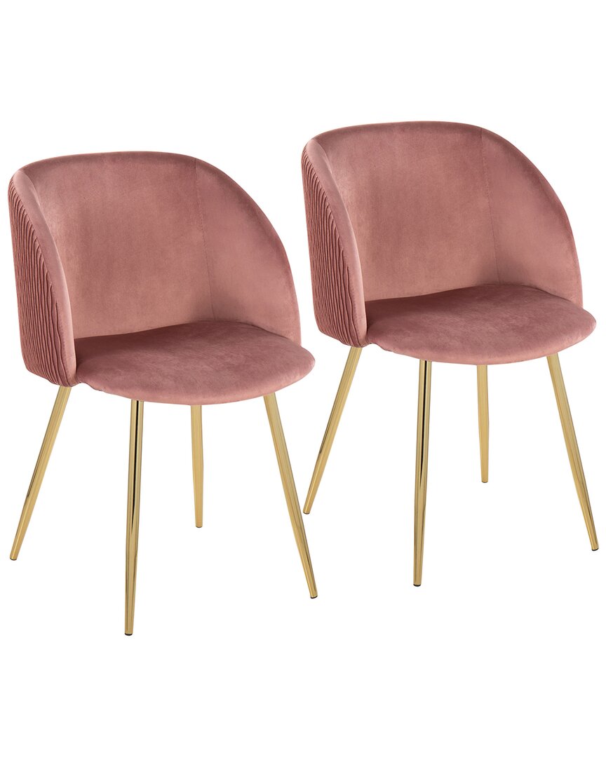 Lumisource Set Of 2 Fran Pleated Waves Chairs In Gold