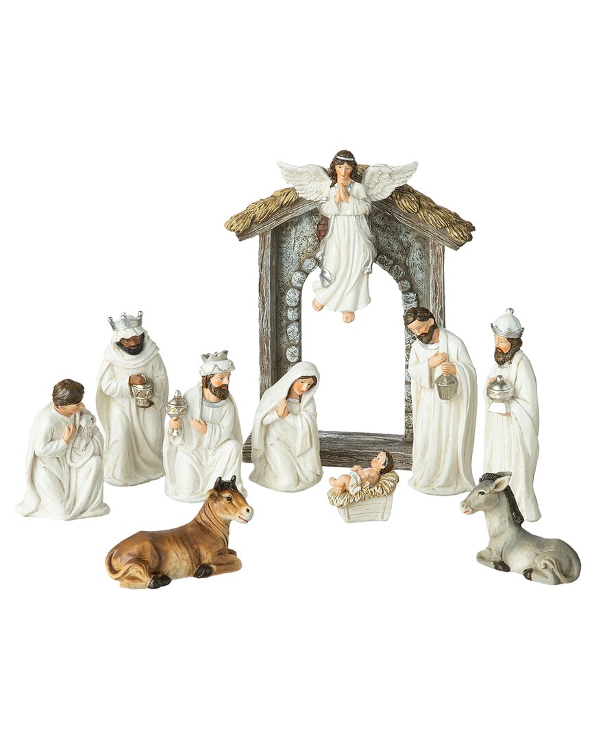 Glitzhome 11 Pieces Resin Nativity Figurine Set Kd In Multi